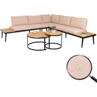 Mendler Garten-Garnitur HWC-H54c Loungeset hellbraun/beige