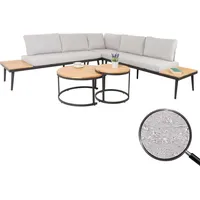 Mendler Garten-Garnitur HWC-H54c, Lounge-Set, Beistelltisch Spun Poly Akazie Holz