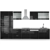 Vicco Küchenzeile R-Line Solid Weiß Schwarz 350 cm Arbeitsplatte