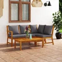 VidaXL 4-tlg. Garten-Lounge-Set mit Auflagen Massivholz Akazie