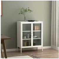 [en.casa] Sideboard Fauske mit Glastüren Weiß