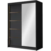Mirjan24 Schiebetürenschrank, Schwarz, Metall, Rechteckig, 120x200x58 cm, Schlafzimmer, Kleiderschränke,