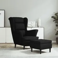 VidaXL Ohrensessel mit Hocker Schwarz Samt