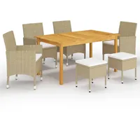 VidaXL 7-tlg. Garten-Essgruppe Beige