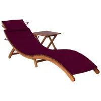 VidaXL Sonnenliege mit Tisch und Auflage Massivholz Akazie Polsterfarbe