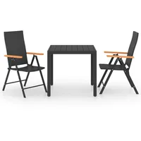 VidaXL 3-tlg. Garten-Essgruppe Schwarz und Braun