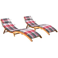 VidaXL Sonnenliegen 2 Stk. mit Auflagen Massivholz Akazie