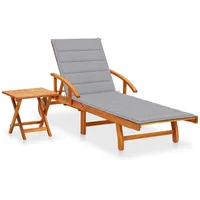 VidaXL Sonnenliege mit Tisch und Auflage Akazie Massivholz Polsterfarbe