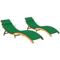 VidaXL Sonnenliegen 2 Stk. mit Auflagen Massivholz Akazie