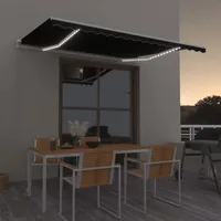 VidaXL Markise Manuell Einziehbar mit LED 400x300 cm Anthrazit