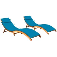 VidaXL Sonnenliegen 2 Stk. mit Auflagen Massivholz Akazie