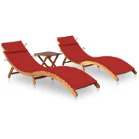 VidaXL Sonnenliegen 2 Stk. mit Tisch und Auflagen Polster-Farbe