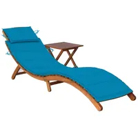 VidaXL Sonnenliege mit Tisch und Auflage Massivholz Akazie Polsterfarbe