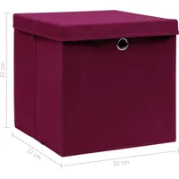 VidaXL Aufbewahrungsboxen mit Deckeln 4Stk. Dunkelrot 32x32x32cm Stoff