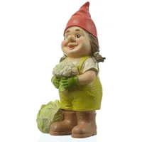 MARELIDA Gartenzwerg MAGDA Gärtner Zwerg mit Gemüse Gartenfigur 29cm