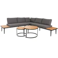 MCW Garten-Garnitur H54c 3-teilig Braun Kissen Dunkelgrau