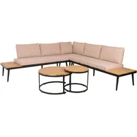 MCW Garten-Garnitur H54c 3-teilig Hellbraun Kissen beige