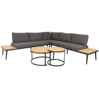 MCW Garten-Garnitur H54c 3-teilig Hellbraun Kissen Dunkelgrau