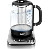 KUPU Wasserkocher mit Temperatureinstellung, 1,6L Wasserkocher, Glas, 2200W schnelles