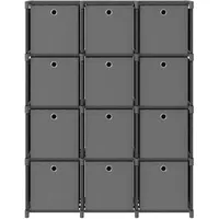 VidaXL Würfel-Regal mit Boxen 12 Fächer Grau 103x30x141 cm
