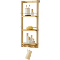 [en.casa] Badezimmerregal, Natur, Holz, Bambus Wandregal Lidingö 29x10x70cm