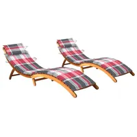 Furnicato Sonnenliegen 2 Stk. mit Auflagen Massivholz Akazie,