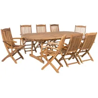 Beliani Gartenmöbel Set Hellbraun 8-Sitzer Klappbar Terrasse Outdoor Retro