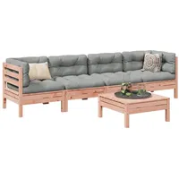 VidaXL 5-tlg. Garten-Sofagarnitur mit Kissen Massivholz Douglasie