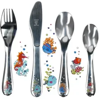 JUSTINUS Meerestiere Kinder-Besteck-Set Messer Gabel Löffel Geschenkidee