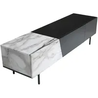 FineBuy Lowboard 150x40x40 cm Schwarz/Marmor-Dekor