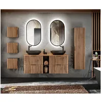 Lomadox Badezimmer Komplett Set Doppelwaschtisch mit Regal XANTEN-56 in