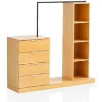 FineBuy Garderobe FineBuy Kleiderschrank Eiche 145 cm Schubläden Regal