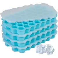 Relaxdays Silikon Eiswürfelform, 4er Set, wiederverwendbar, Silikonform, 37 sechseckige