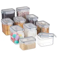Relaxdays Vorratsdosen mit Deckel, 10er Set, Nudeldosen, 2000/1400/800 ml