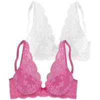 PETITE FLEUR Push-up-BH Damen pink+weiß Gr.70A