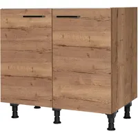 Nobilia Spülenschrank ""Structura", vormontiert, mit höhenverstellbaren Sockelfüßen", braun (front