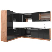 Vicco Eckküche Anthrazit Eiche Wotan, L-Form,L-Form, 227x82x287 cm, AP