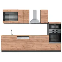 Vicco Küchenzeile Goldkraft Eiche/Anthrazit 300 cm mit Hochschrank, AP