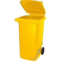 BRB-Lagertechnik BRB 120 Liter Mülltonne/Müllgroßbehälter, gelb, mit Fußpedal für