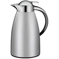 Alfi SIGNO satin silber, Edelstahl-Isolierkanne mit hygienischem Hartglaseinsatz, Drehverschluss