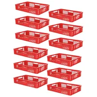 BRB-Lagertechnik 12x Eurobehälter/Stapelkorb durchbrochen, PE-HD, Industriequalität, lebensmittelecht, LxBxH 600x400x150