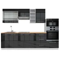 Vicco Küchenzeile Fame-Line 280 cm Anthrazit Hochglanz/Weiß