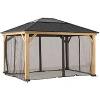 Sunjoy Gazebo 3,93 x 4,52 m inkl. Seitenteile Braun