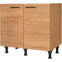 Nobilia Spülenschrank ""Structura", vormontiert, mit höhenverstellbaren Sockelfüßen", braun (front