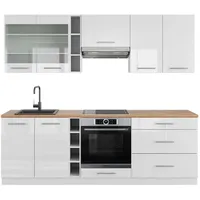 Vicco Küchenzeile Weiß Hochglanz/Weiß 235 cm, AP Eiche