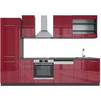 Vicco Küchenzeile Fame-Line 300 cm Bordeaux Hochglanz/Anthrazit