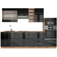 Vicco Küchenzeile Fame-Line 280 cm Anthrazit Hochglanz/Goldkraft Eiche