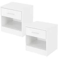 ML-Design Nachttisch 2Er Set mit Einer Schublade Weiß aus
