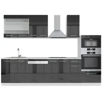 Vicco Küchenzeile Fame-Line 300 cm Anthrazit Hochglanz/Weiß