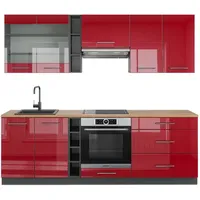 Vicco Küchenzeile Fame-Line 235 cm Bordeaux Hochglanz/Anthrazit